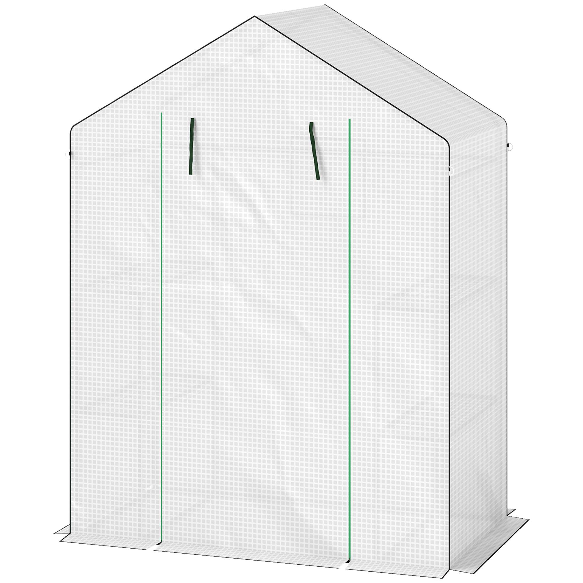Serre étagères PE 3 niveaux extérieurs hivernage plantes 143x74x190cm Blanc - ComfortXL Outdoor Living - Image 2