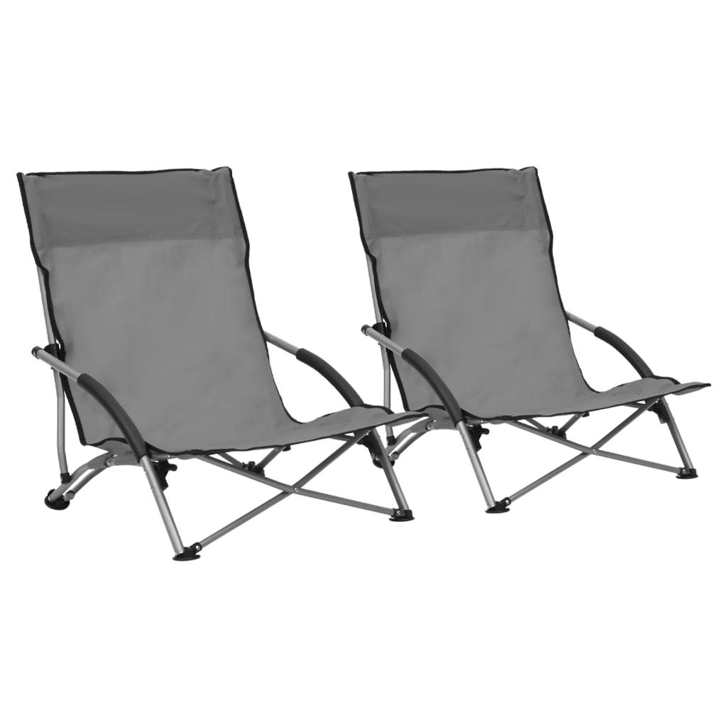 Maison Chic - lot de 2 Chaises de plage pliables - Bain de soleil - Transat Gris Tissu HL277 - Image 2