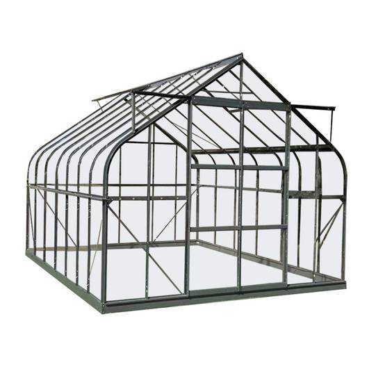 Serre de jardin 13m² en aluminium et verre trempé anthracite Green Protect Comtesse avec embase acier - Image 2
