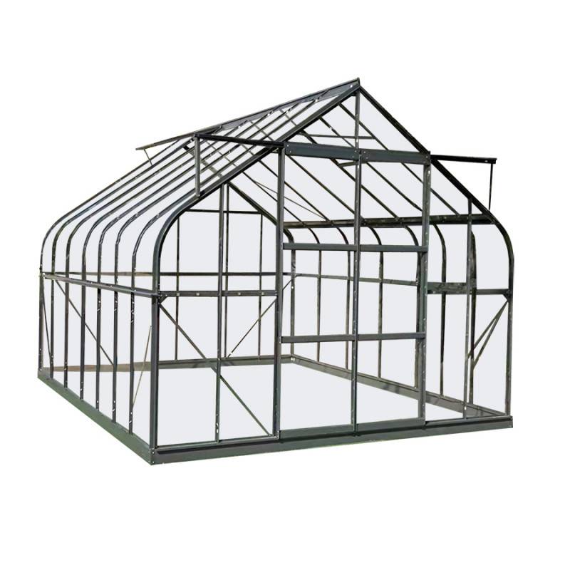 Serre de jardin 13m² en aluminium et verre trempé anthracite Green Protect Comtesse avec embase acier - Image 2