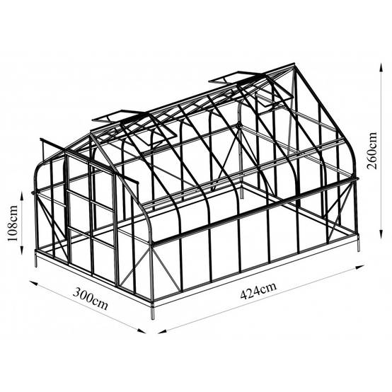 Serre de jardin 13m² en aluminium et verre trempé anthracite Green Protect Comtesse avec embase acier - Image 4