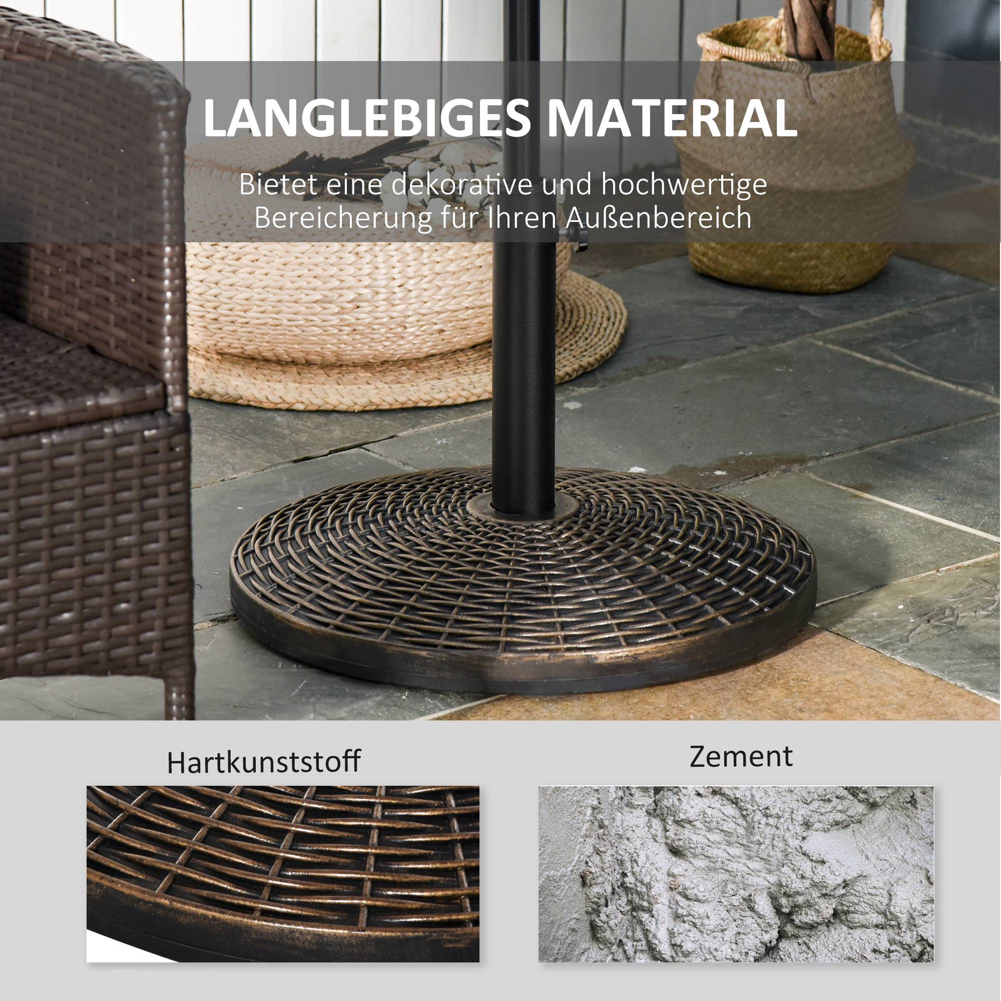 Pied de parasol en ciment et résine pour terrasse avec adaptateurs Ø53cm bronze - ComfortXL Outdoor Living - Image 7