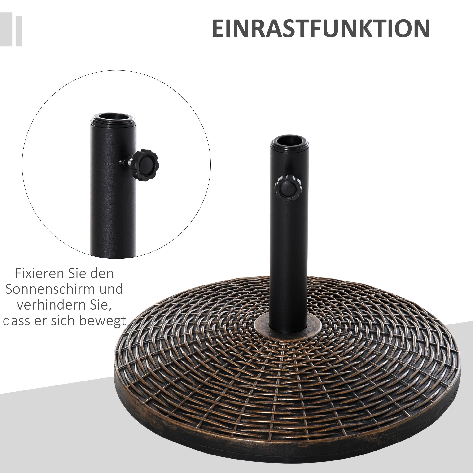 Pied de parasol en ciment et résine pour terrasse avec adaptateurs Ø53cm bronze - ComfortXL Outdoor Living - Image 6