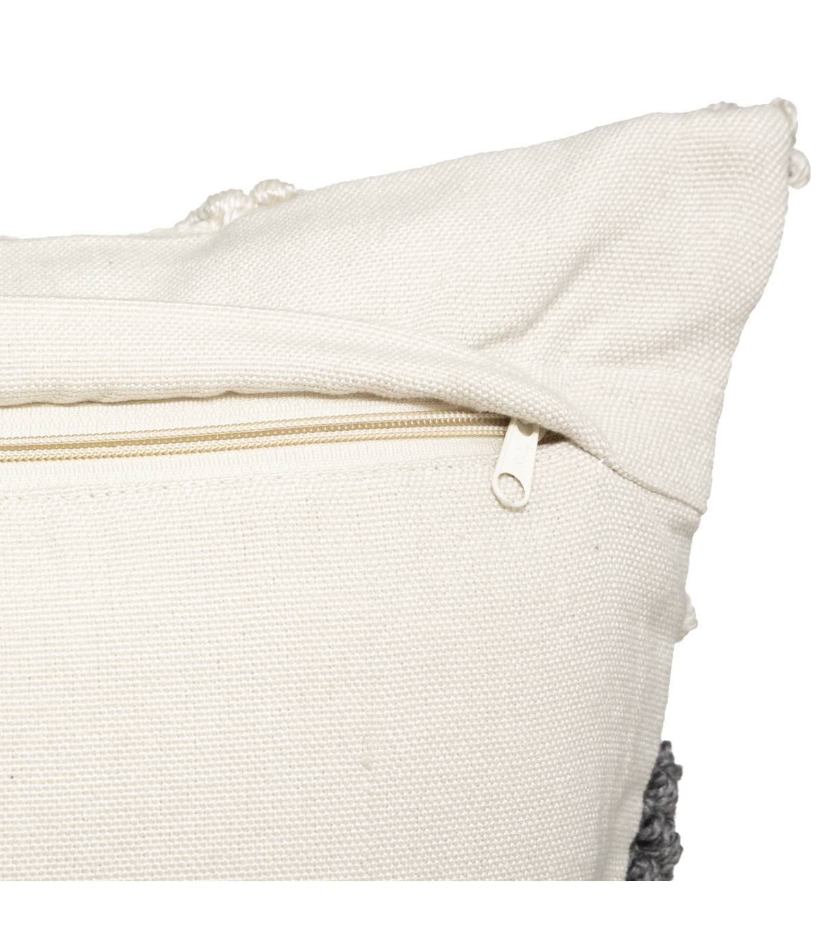 Coussin déhoussable Ivoire & Gris ardoise 45 x 45 cm - Image 3