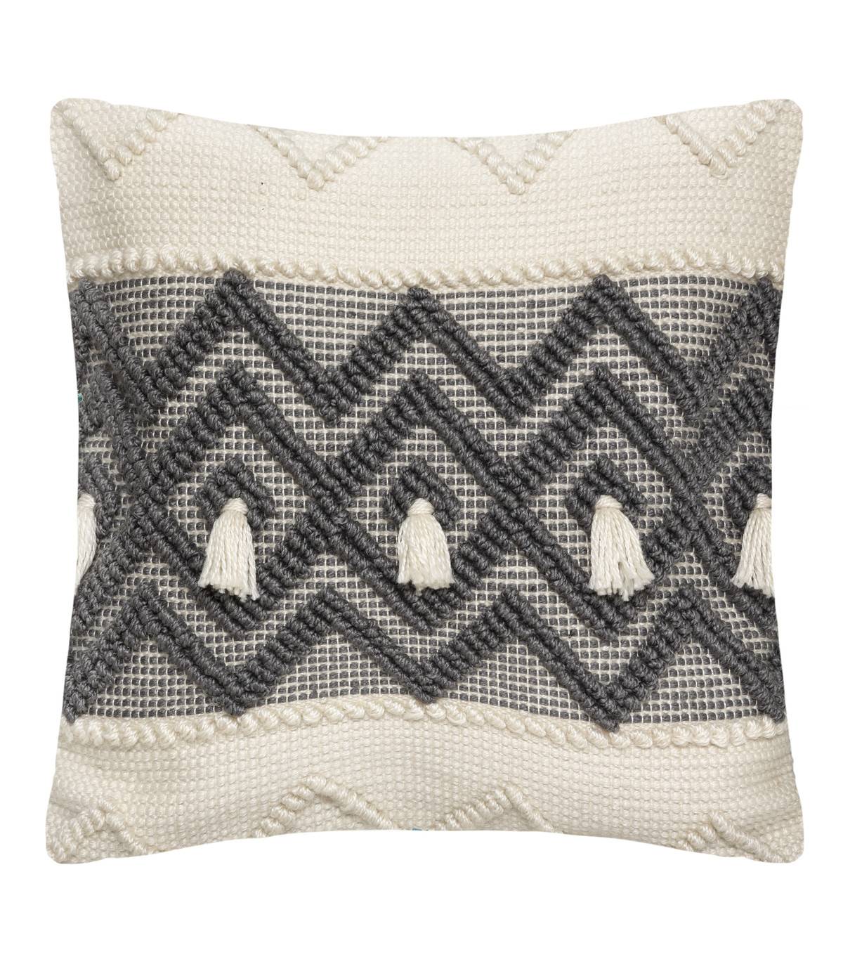 Coussin déhoussable Ivoire & Gris ardoise 45 x 45 cm - Image 1