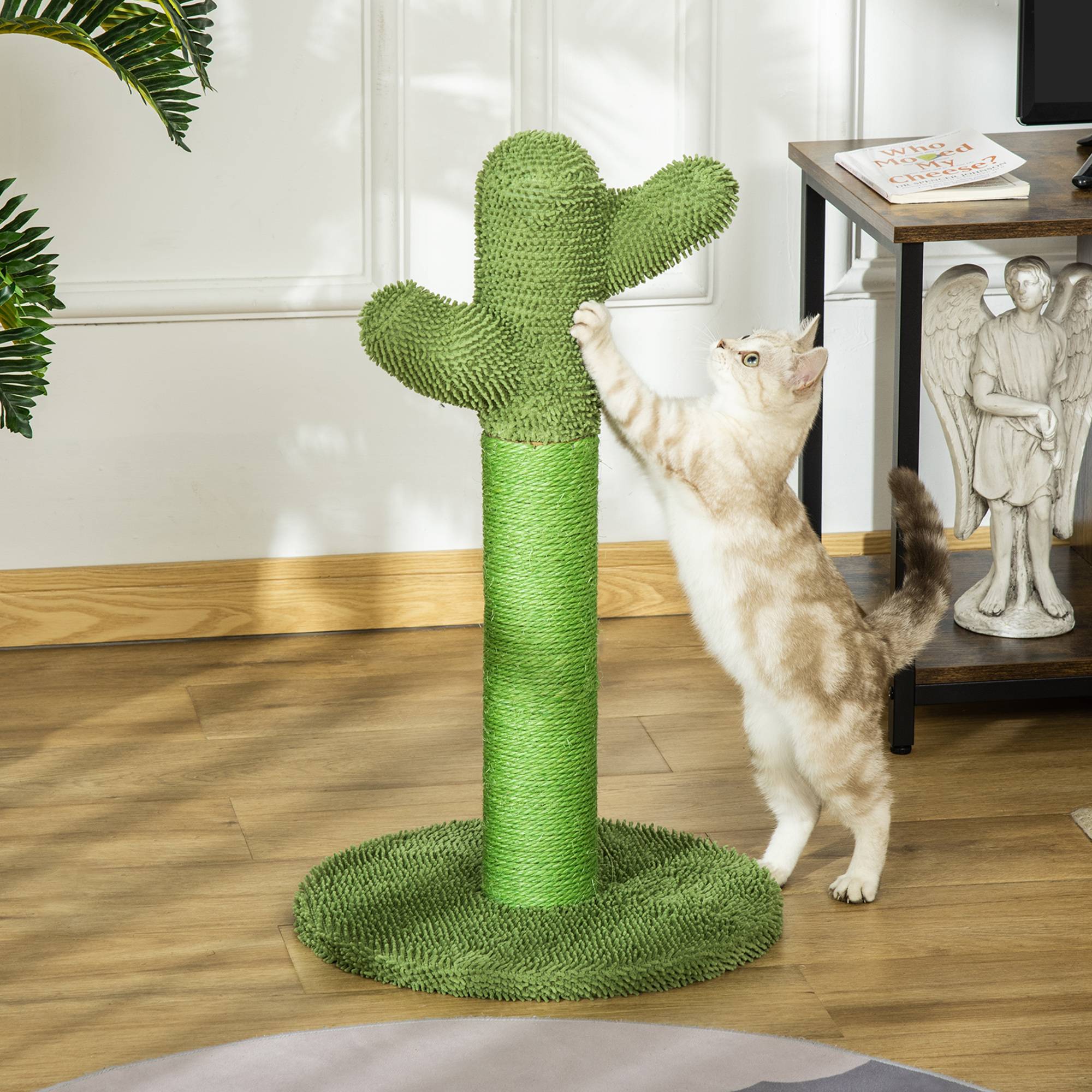 Sans Marque - Griffoir pour chat d'intérieur en forme de cactus, arbre à chat en sisal résistant avec base, 40 x 40 x 65 cm, vert - Image 9