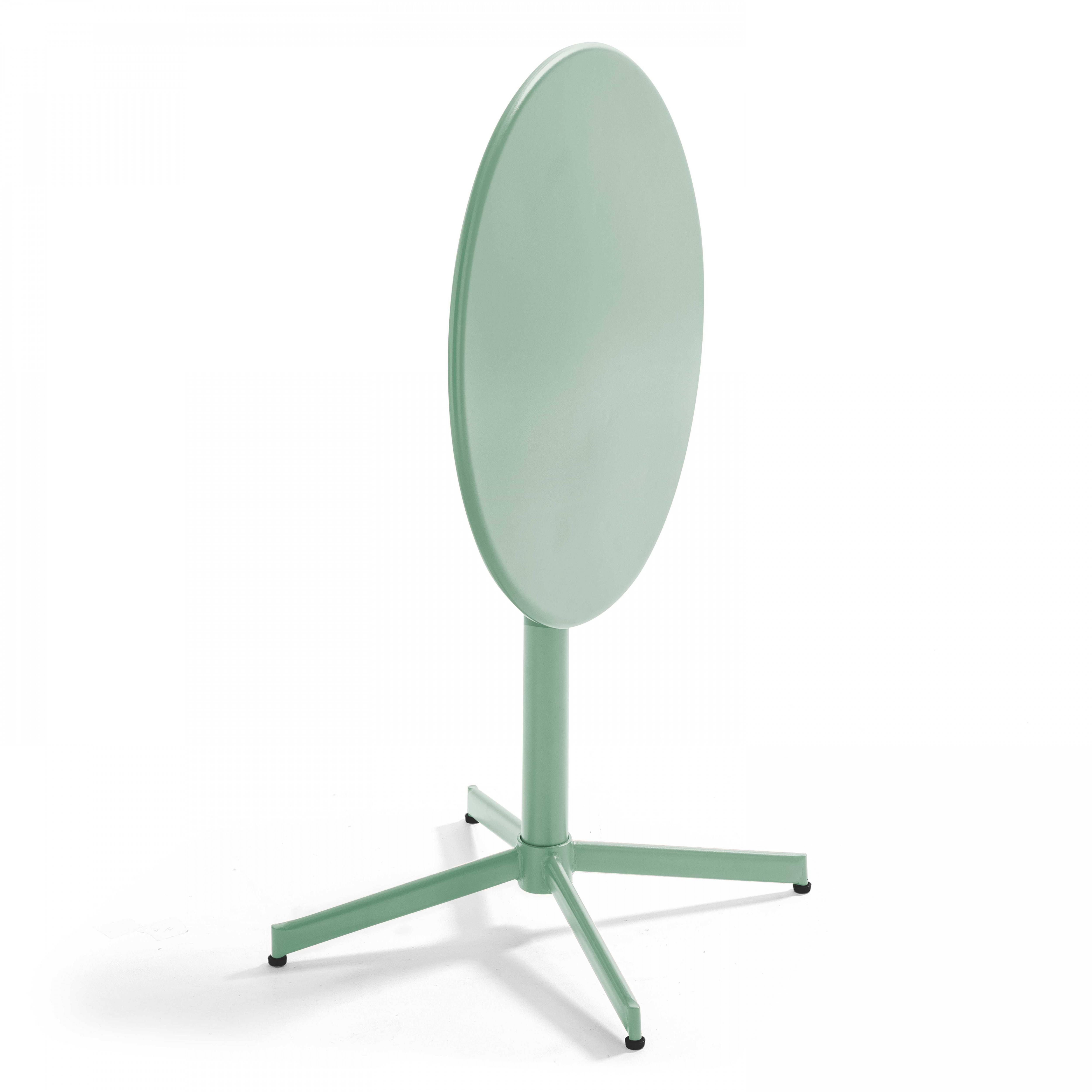 Oviala - Table de jardin ronde bistro inclinable en acier vert sauge 70cm Palavas - Oviala - Image 3