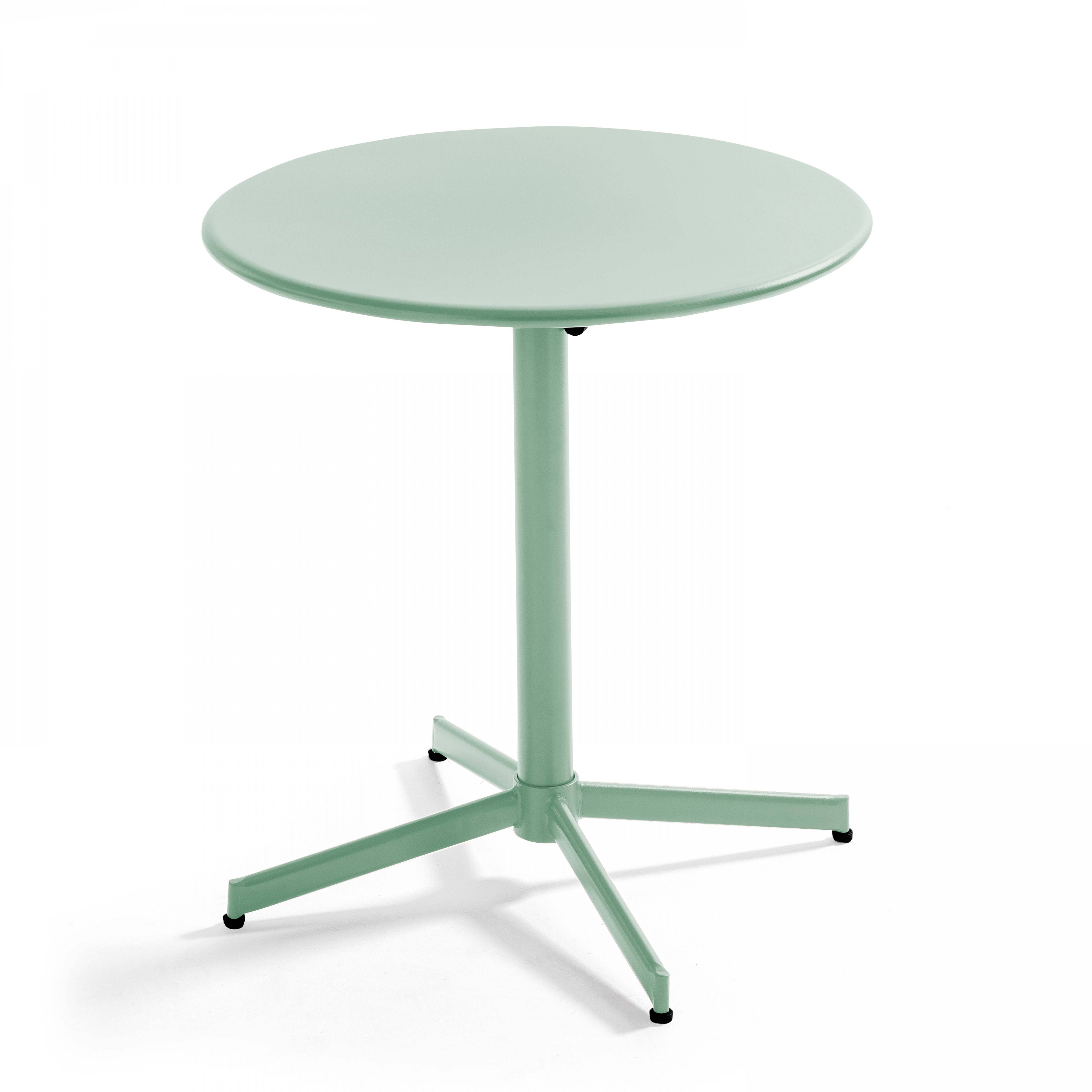 Oviala - Table de jardin ronde bistro inclinable en acier vert sauge 70cm Palavas - Oviala - Image 1