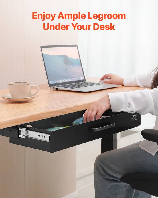 Tiroir Coulissant Sous Bureau - Organisateur De Rangement Noir Pour Espace De Travail Rangé Et Sans Encombrement