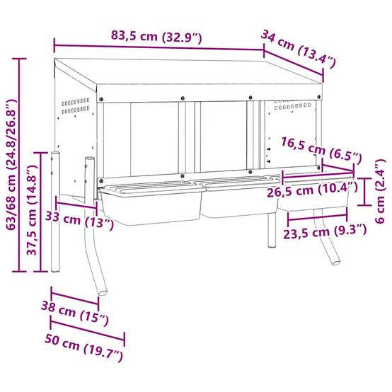 Vidaxl - Nichoir à poules3 compartiments avec pieds en acier galvanisé vidaXL 4104896 - Image 3