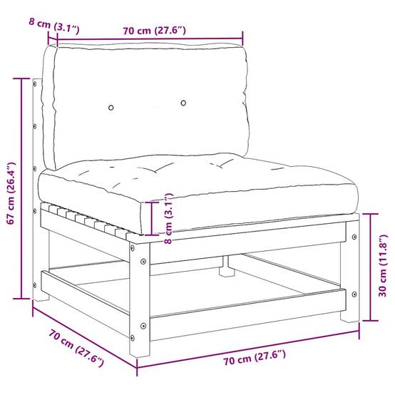 Ensemble Canapé de Jardin Bois Pin Brut 2 Éléments Modulables avec Coussins Gris pour Patio – ComfortXL Outdoor Living - Image 5