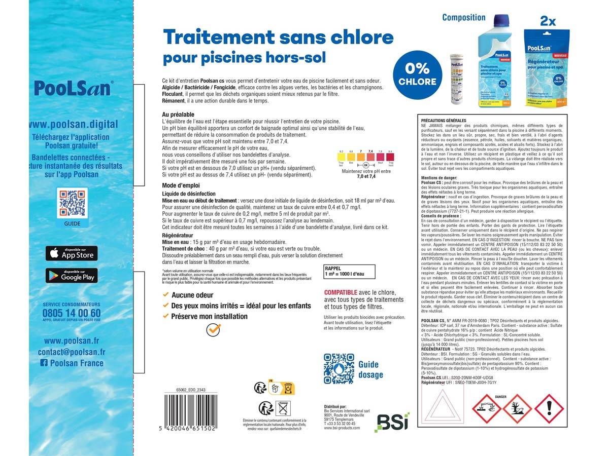 Poolsan - BSI - PooLSan - Kit Sans Chlore - Désinfection Sans Chlore Piscines Hors-Sol - Jusqu'à 6 Mois - Fabriqué En Europe - Image 4