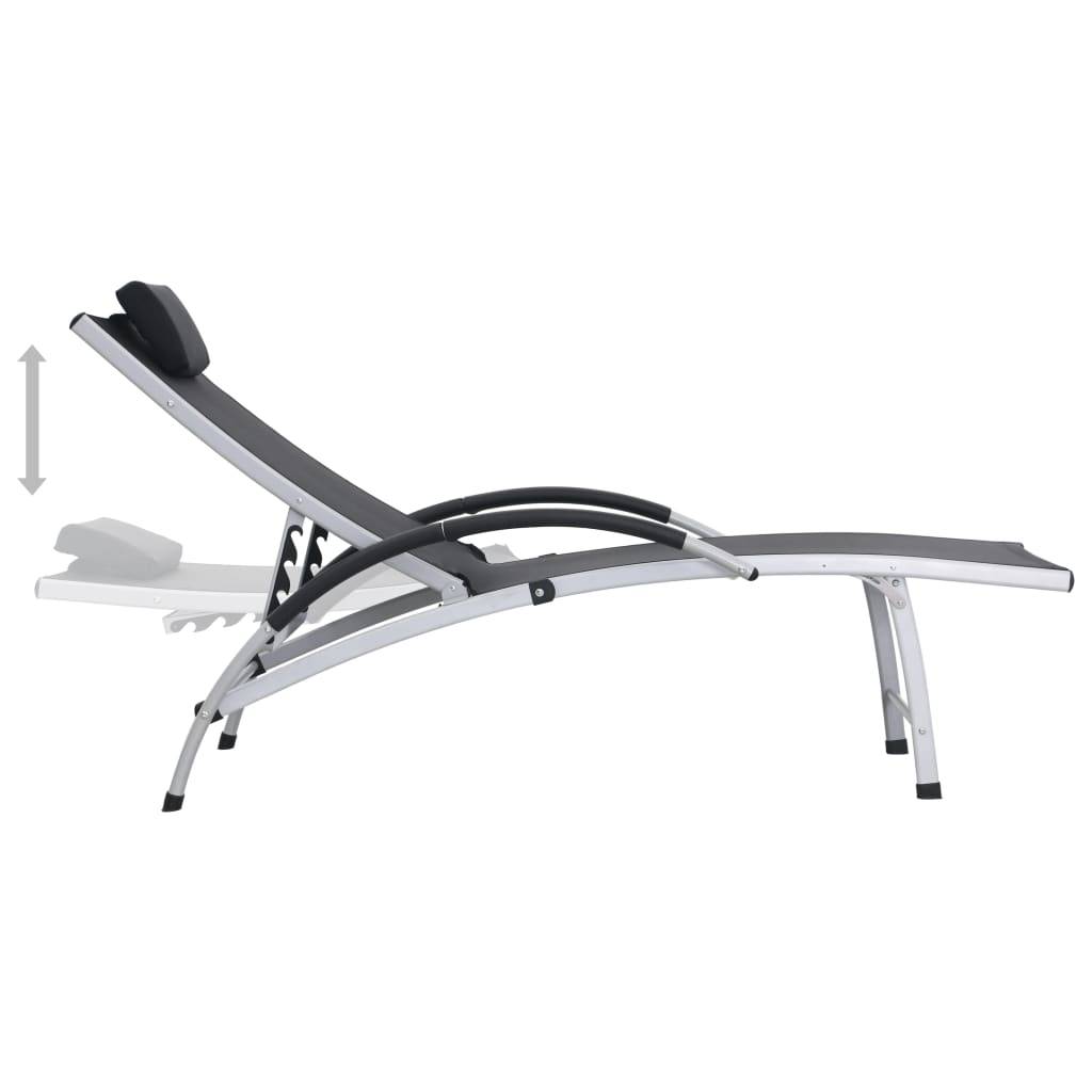 Helloshop26 - Transat chaise longue bain de soleil lit de jardin terrasse meuble d'extérieur aluminium textilène noir - Image 4