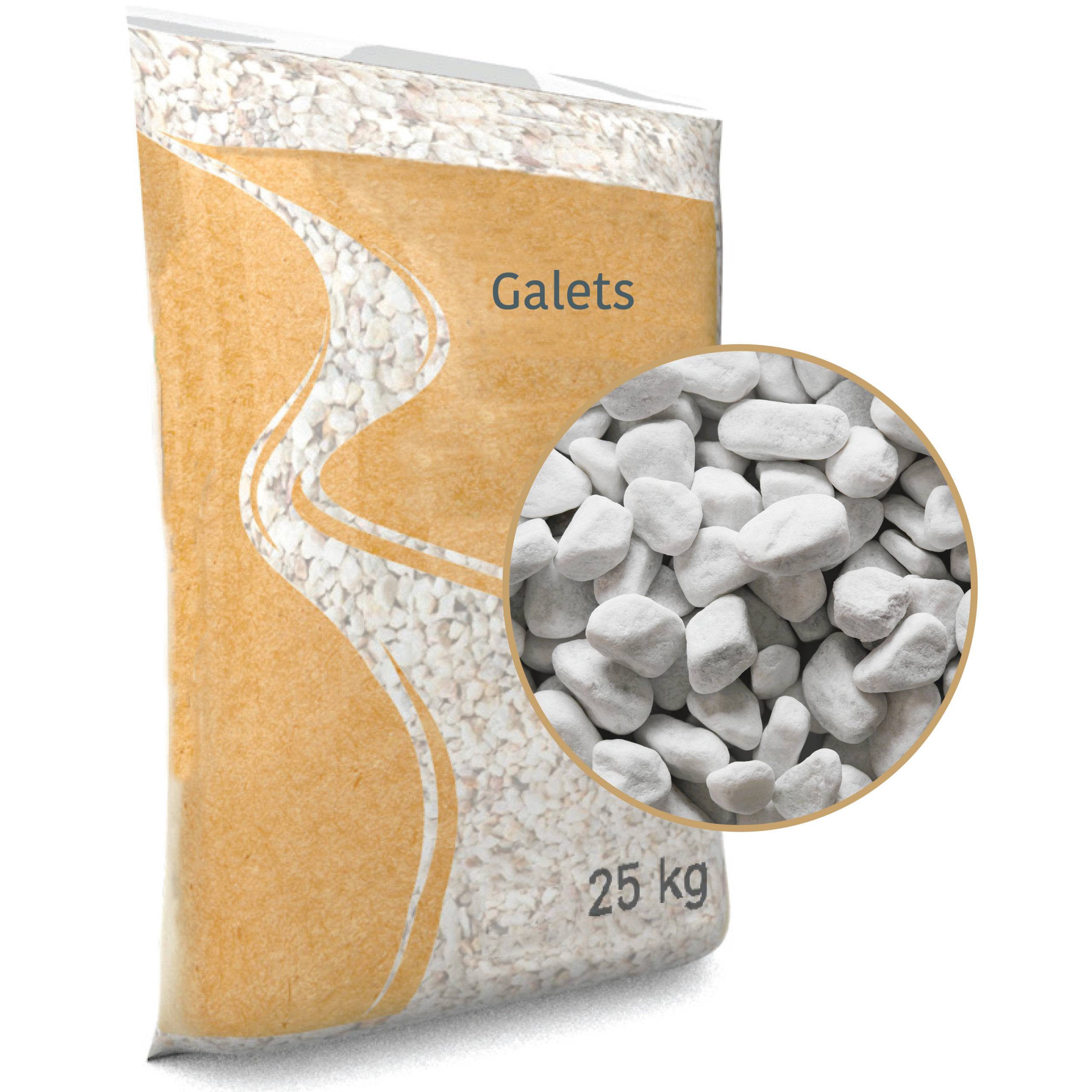 No name  - Galet roule blanc Carrare 15/25 en sac de 25 KG - Image 6