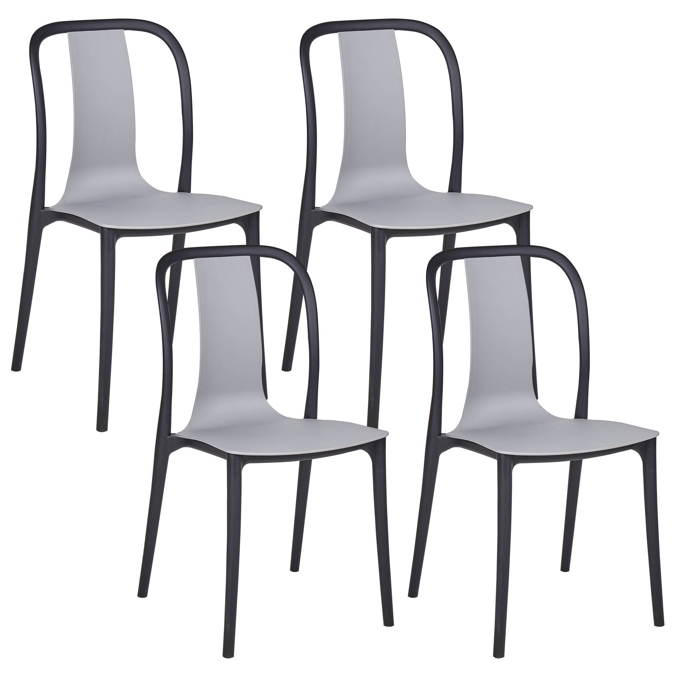Beliani - Lot de 4 Chaises de Jardin en Plastique Gris et Noir Intérieur Extérieur Style Moderne - Image 1