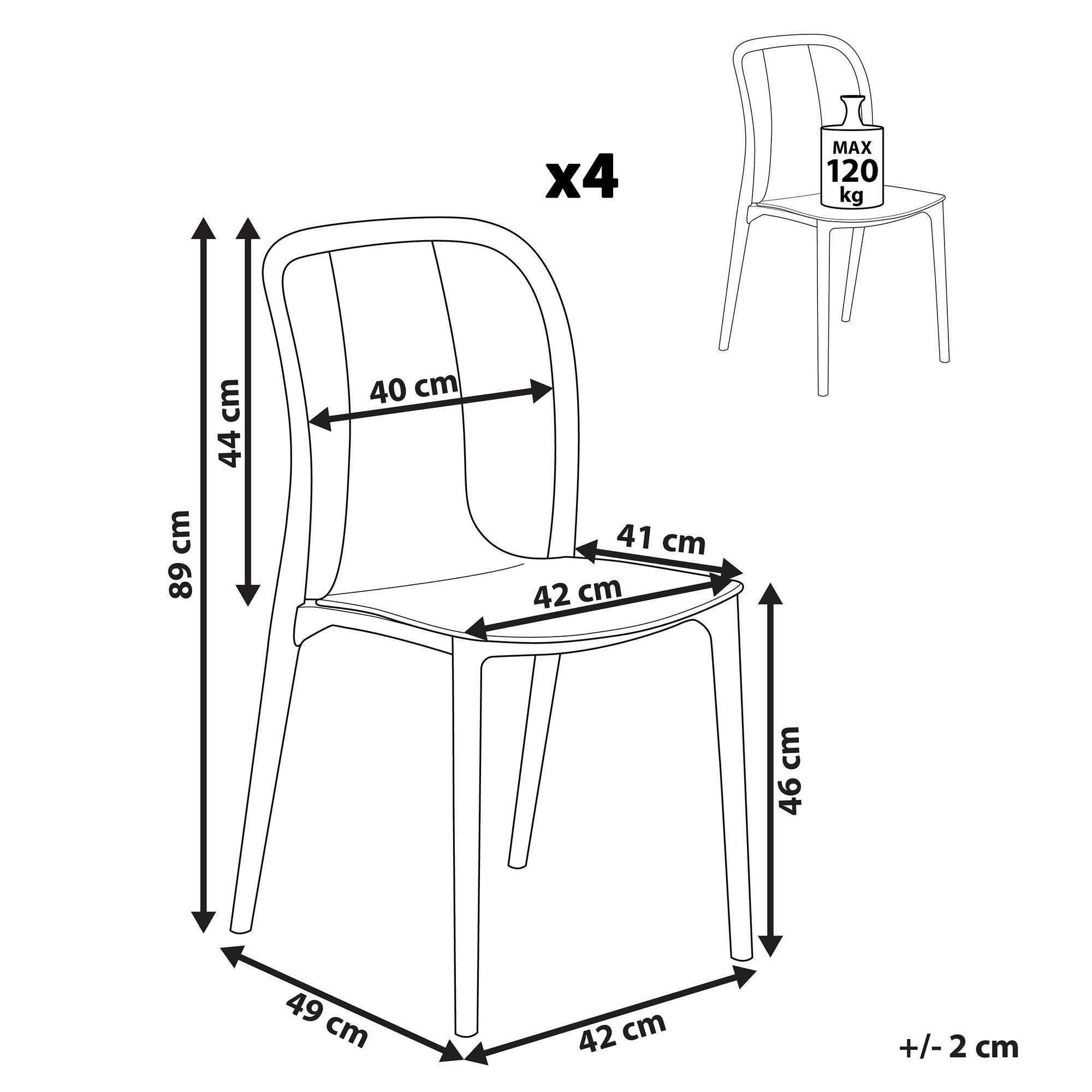 Beliani - Lot de 4 Chaises de Jardin en Plastique Gris et Noir Intérieur Extérieur Style Moderne - Image 3