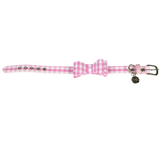 Collier chien Vichy Rose : T30 DOOGY FASHION
