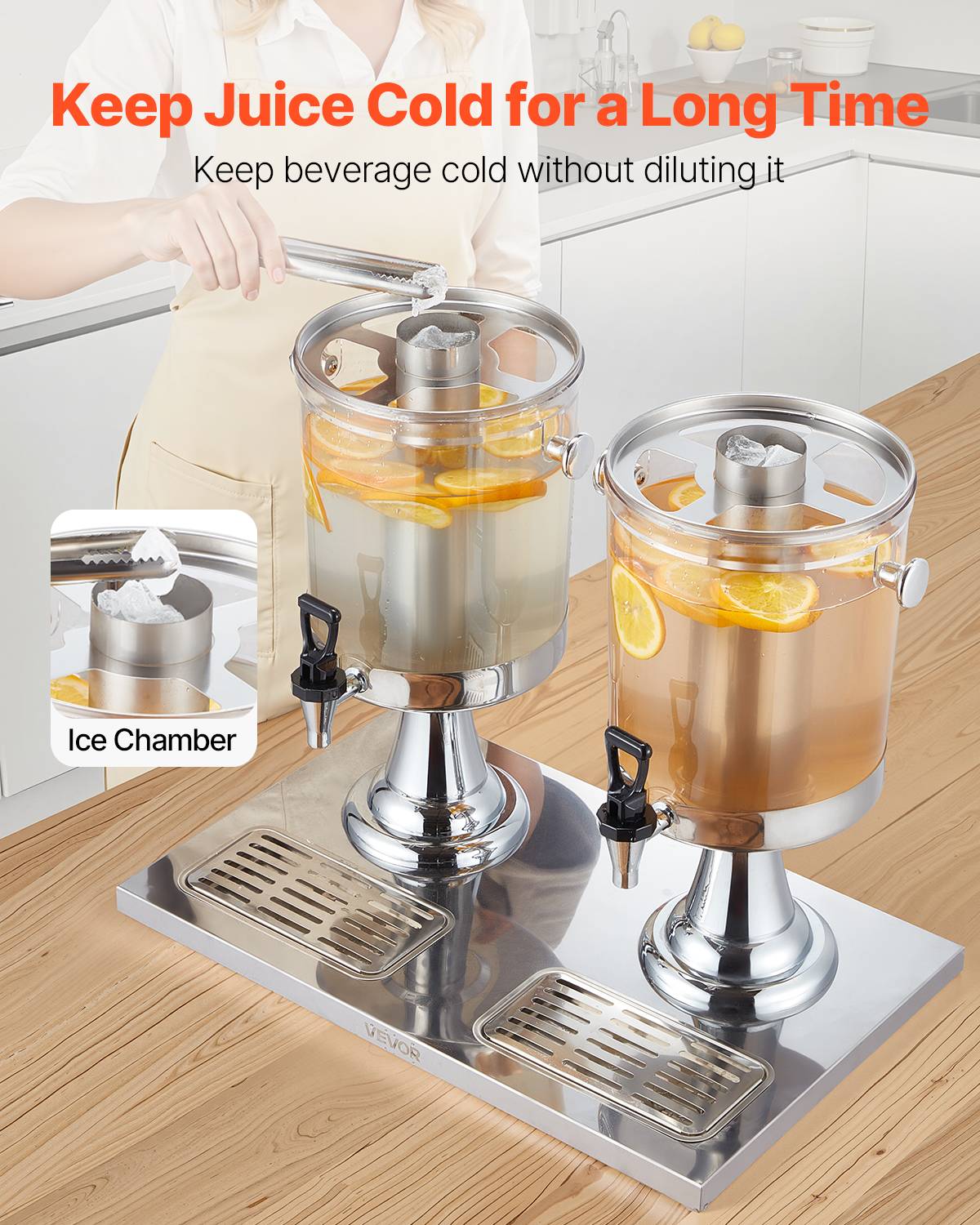 Vevor - VEVOR Distributeur 2x8 L, acier inox, avec plateau. - Image 3