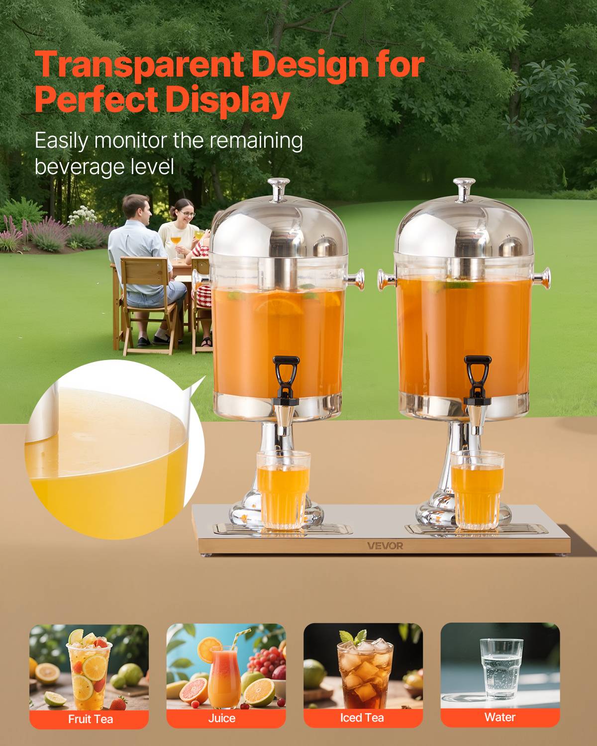 Vevor - VEVOR Distributeur 2x8 L, acier inox, avec plateau. - Image 4