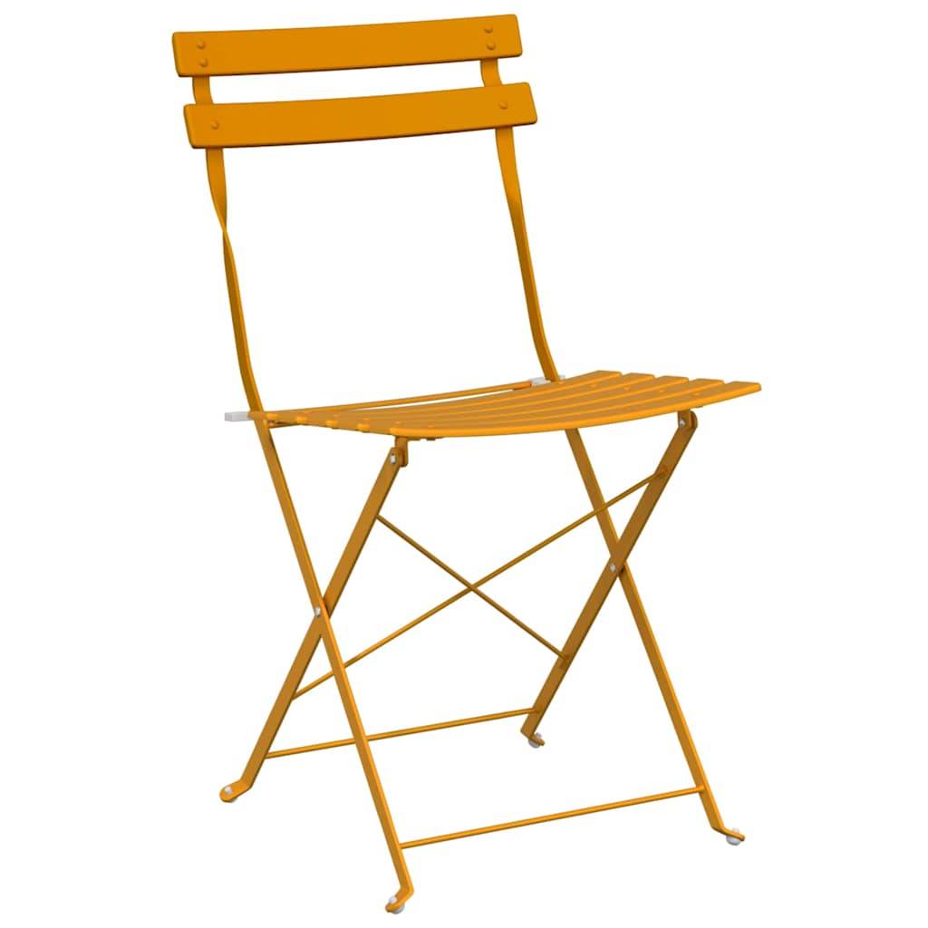 Vidaxl - Ensemble bistro pliant 3 pcs-Salons de jardin Moutarde Acier - Image 5