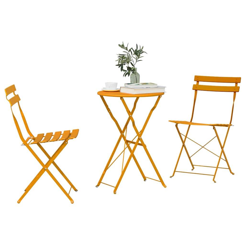 Vidaxl - Ensemble bistro pliant 3 pcs-Salons de jardin Moutarde Acier - Image 3
