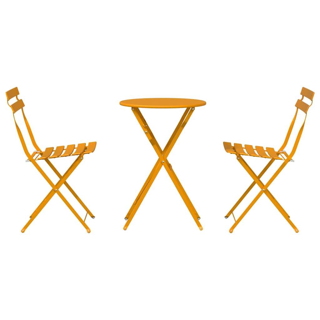 Vidaxl - Ensemble bistro pliant 3 pcs-Salons de jardin Moutarde Acier - Image 7