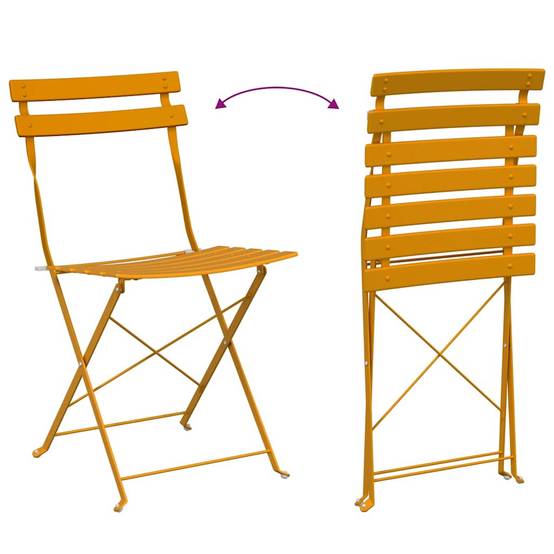 Vidaxl - Ensemble bistro pliant 3 pcs-Salons de jardin Moutarde Acier - Image 9