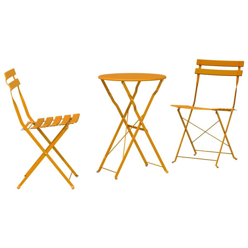 Vidaxl - Ensemble bistro pliant 3 pcs-Salons de jardin Moutarde Acier - Image 2