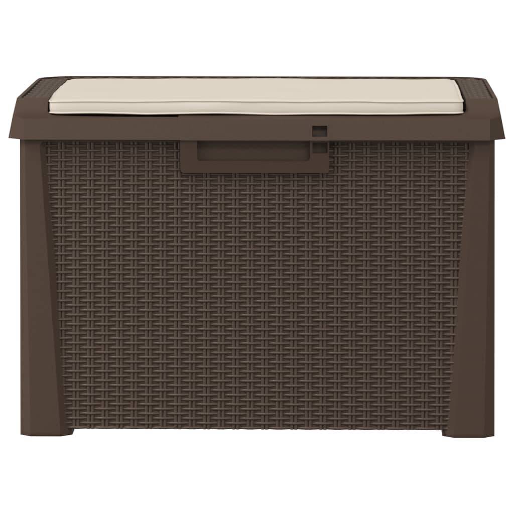 Banc Coffre de Rangement Polypropylène avec Coussin pour Jardin Terrasse Brun 125L – ComfortXL Outdoor Living - Image 6