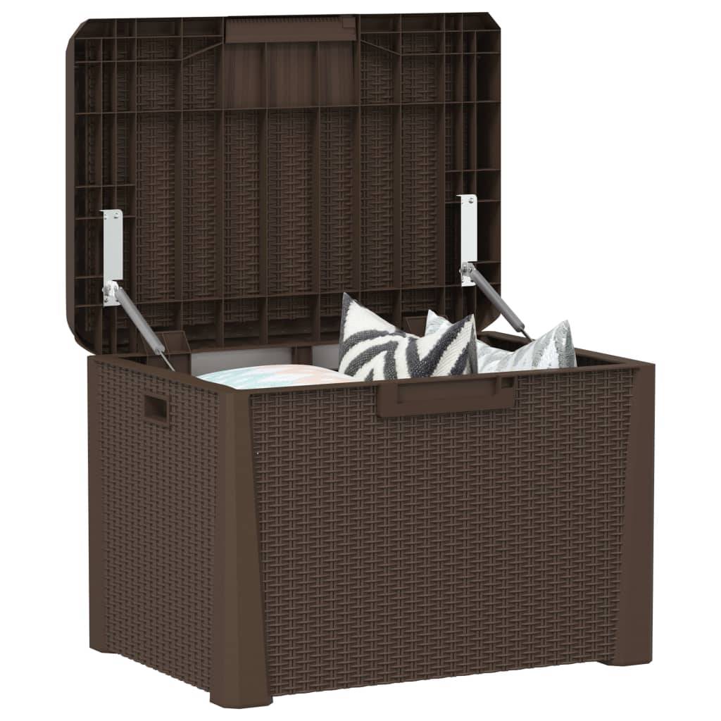 Banc Coffre de Rangement Polypropylène avec Coussin pour Jardin Terrasse Brun 125L – ComfortXL Outdoor Living - Image 4