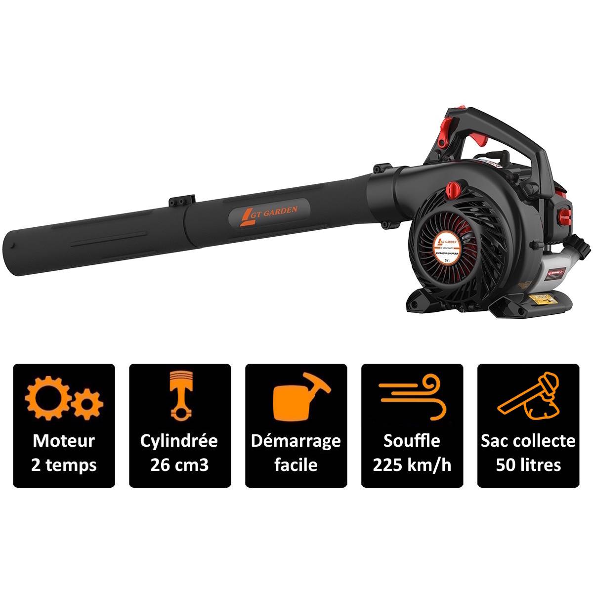 Gt Garden - Souffleur - aspirateur - broyeur thermique, 26 cm3, 225 km/h - GT GARDEN - Image 2
