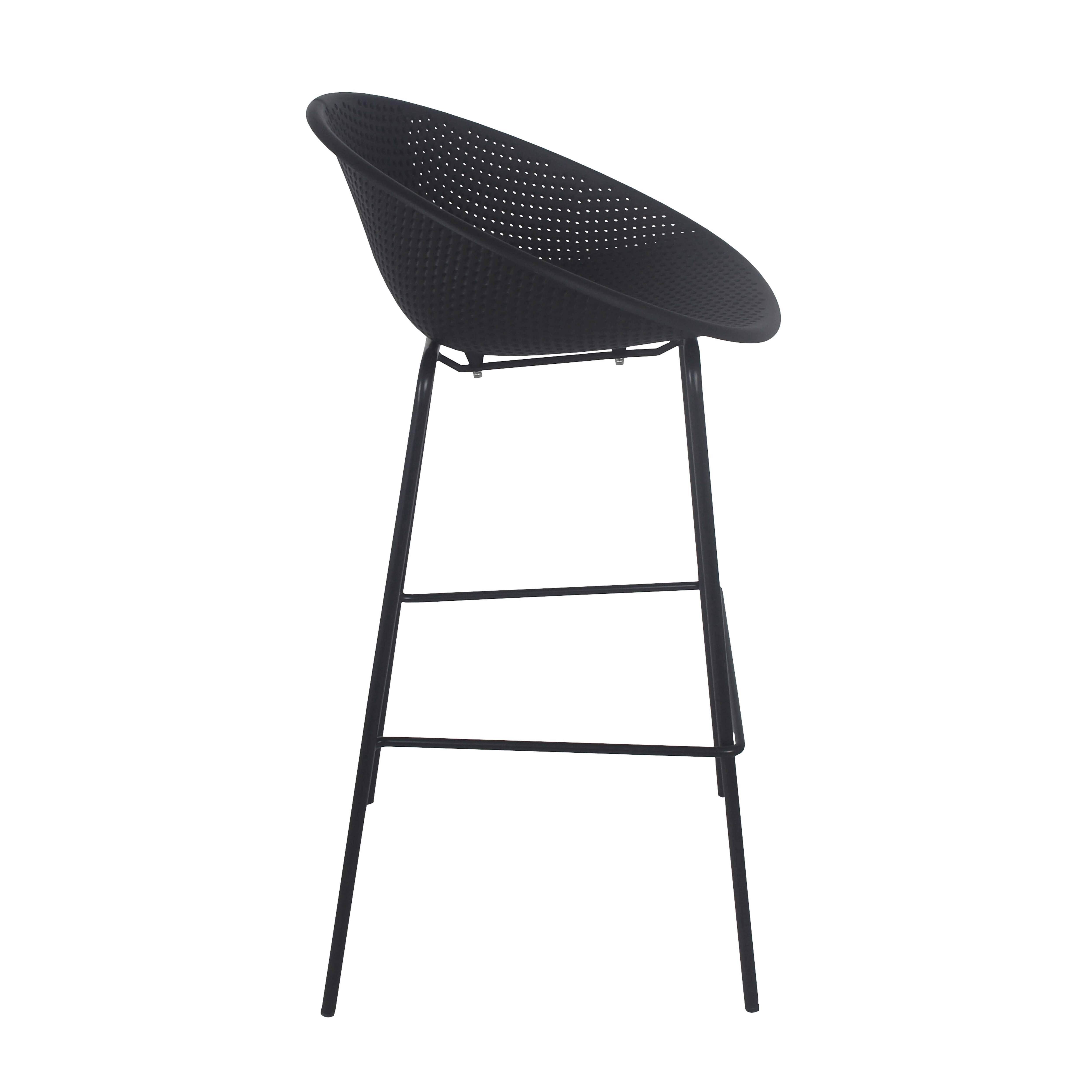 Oviala - Lot de 4 chaises hautes de terrasse en plastique noires Buda - Oviala - Image 4