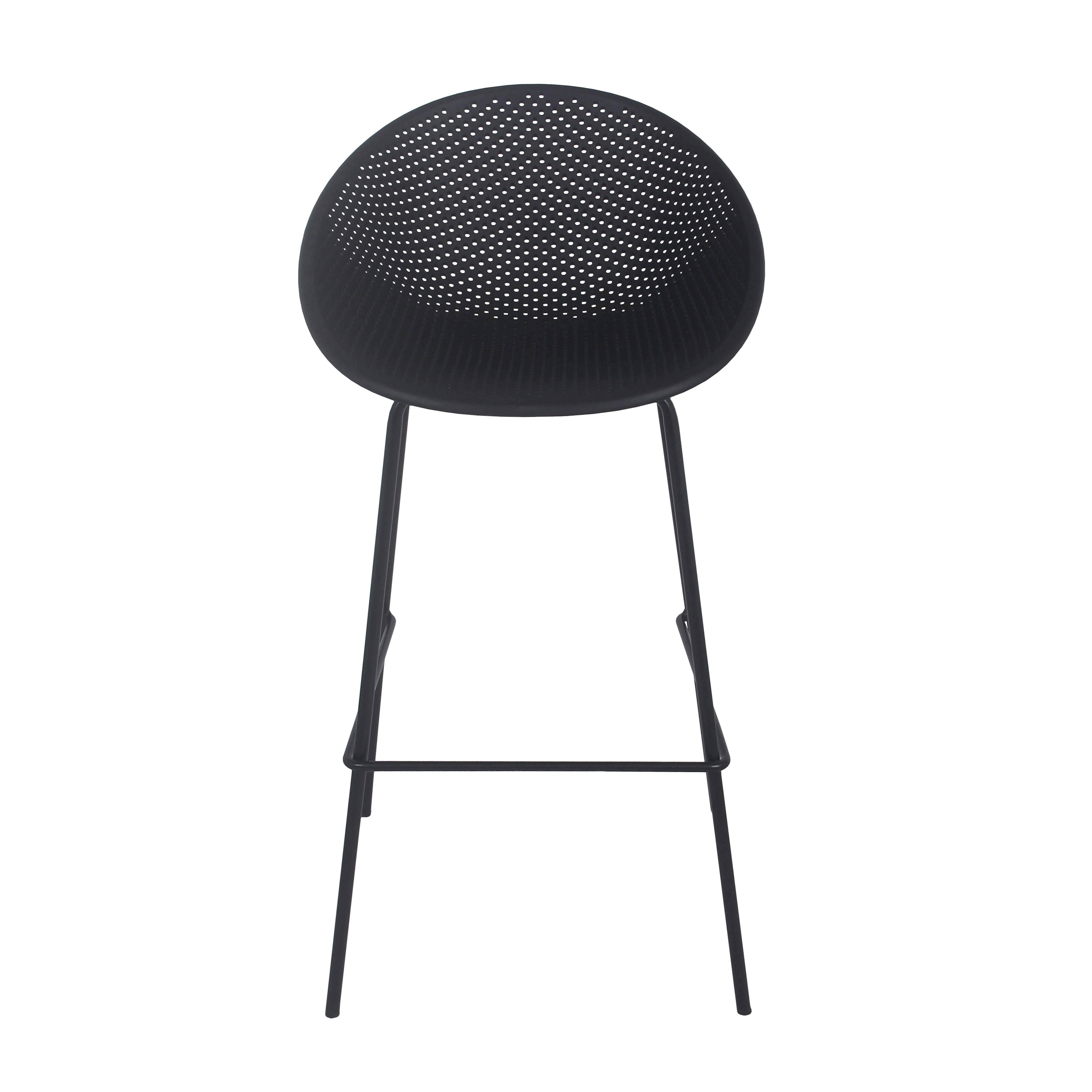 Oviala - Lot de 4 chaises hautes de terrasse en plastique noires Buda - Oviala - Image 3