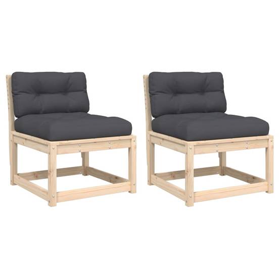 Canapés de jardin avec coussins 2 pcs | Canapé D'extérieur | Sofa De Jardin bois de pin massif Maison Chic - Image 1
