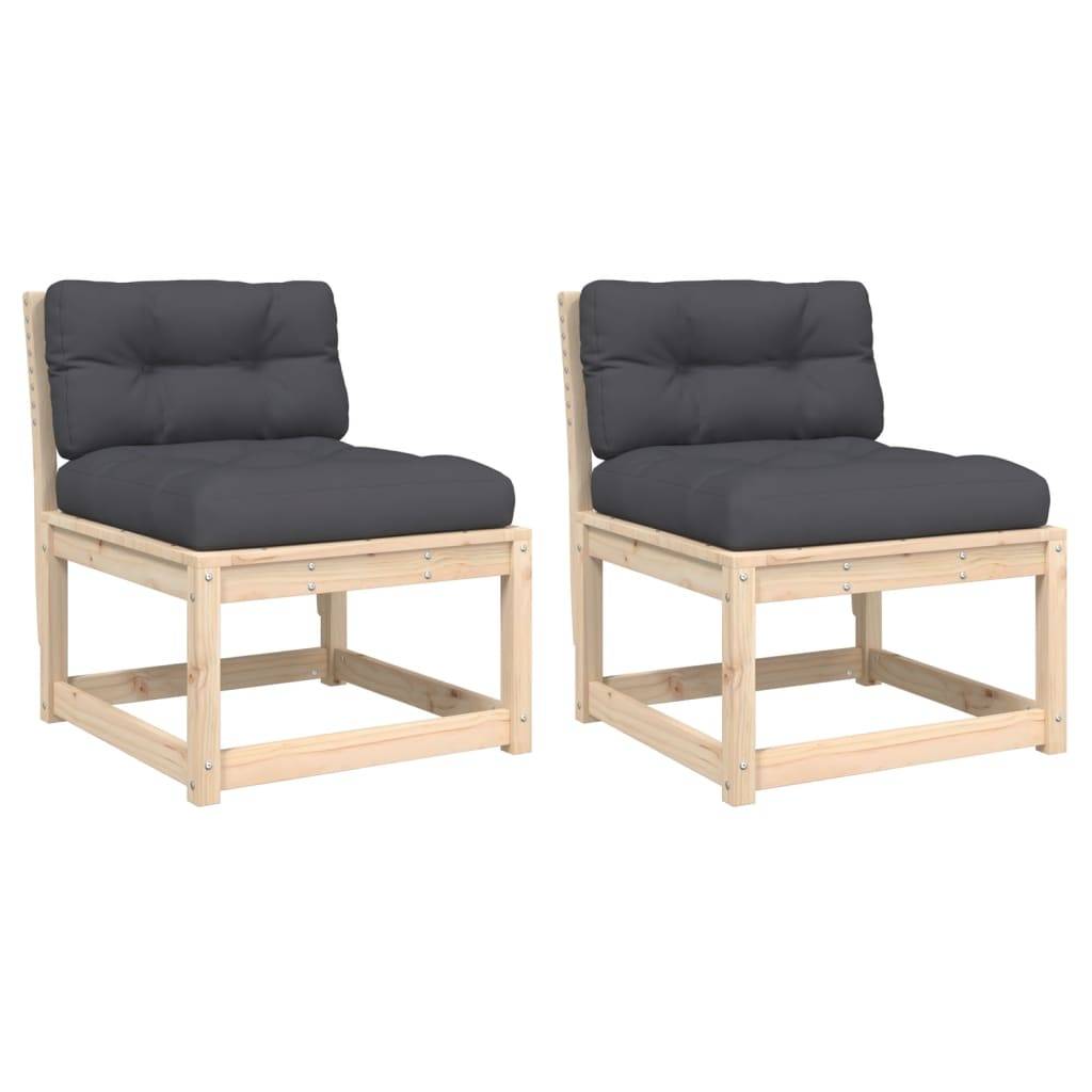 Canapés de jardin avec coussins 2 pcs | Canapé D'extérieur | Sofa De Jardin bois de pin massif Maison Chic - Image 1