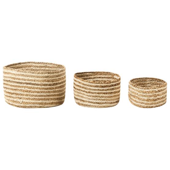 Lot de 3 Paniers de Rangement en Jute Naturelle Beige 13/14/20 cm de Hauteur Accessoire Linge Décoration Boho - Image 1
