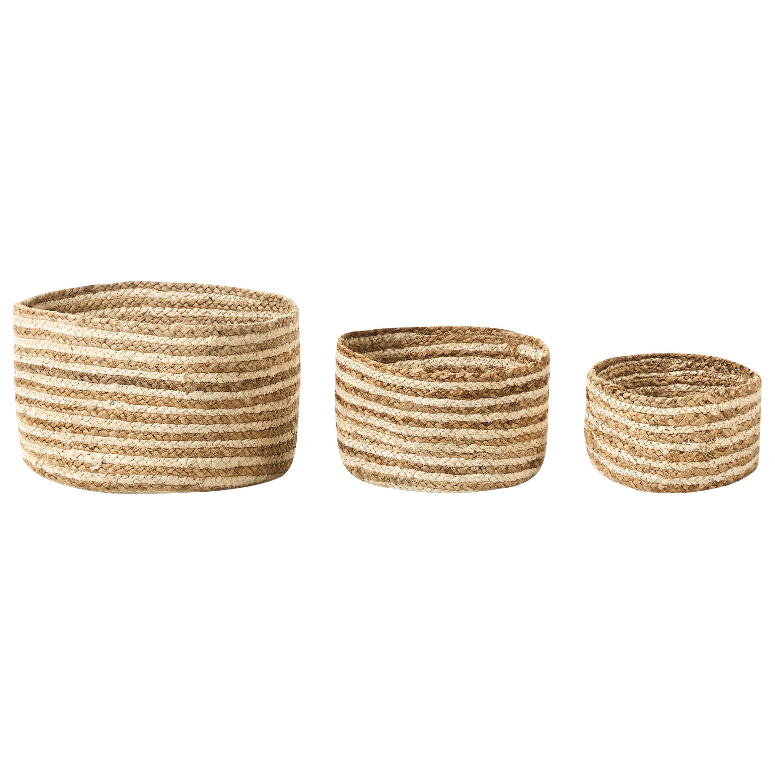 Lot de 3 Paniers de Rangement en Jute Naturelle Beige 13/14/20 cm de Hauteur Accessoire Linge Décoration Boho - Image 1