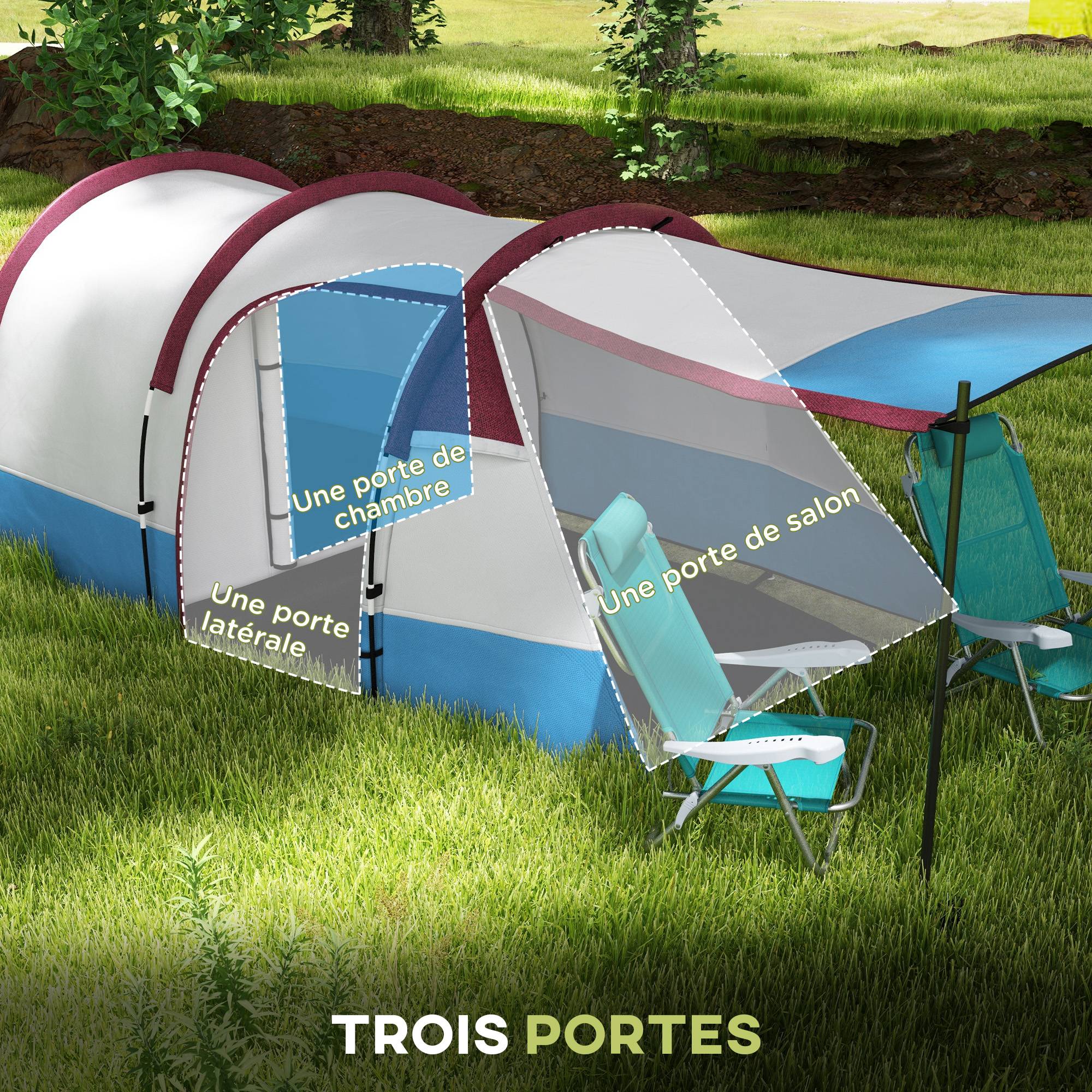 Tente de camping tunnels polyester gris 420 x 200 x 150 cm - PANGIVO - Image 7