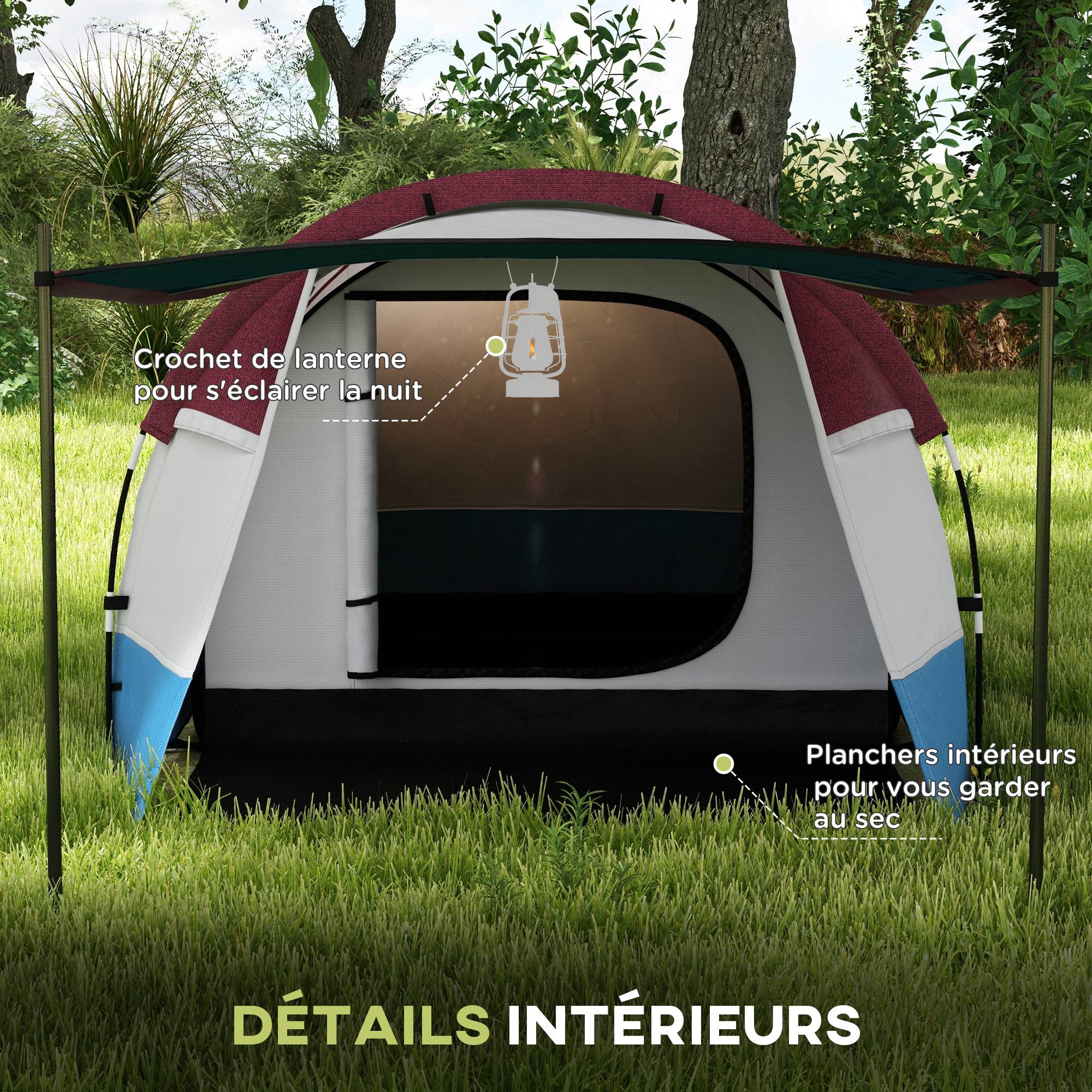 Tente de camping tunnels polyester gris 420 x 200 x 150 cm - PANGIVO - Image 8