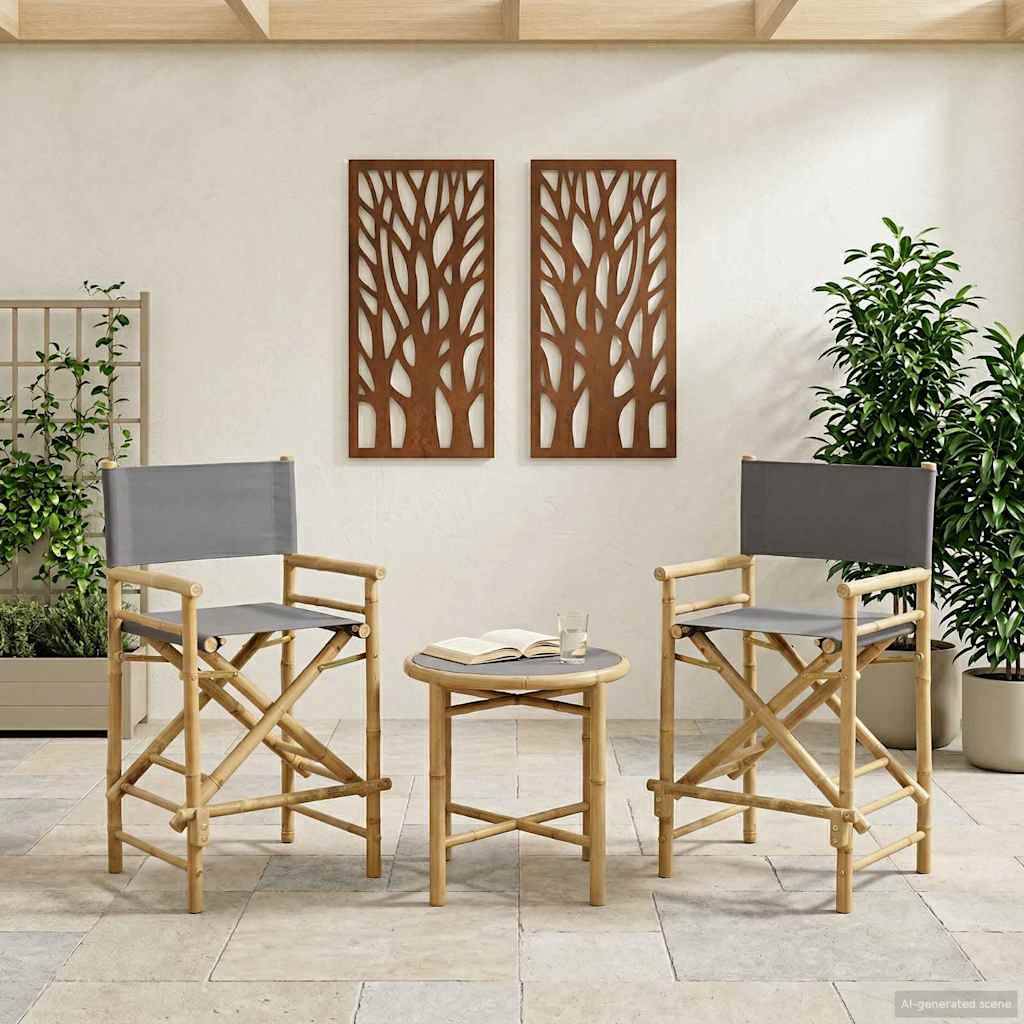 Lot de 2 chaises de directeur bambou naturel 58 x 48 x 115 cm - PANGIVO - Image 1