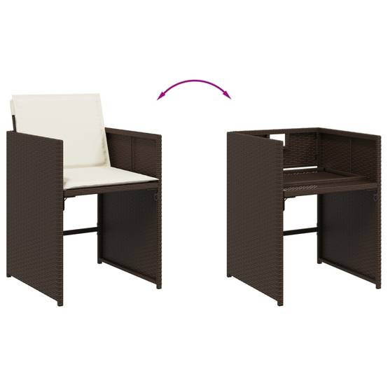 Ensemble Table et Chaises de Jardin 10 Places Marron, Mobilier Encastrable en Poly Rotin et Verre – ComfortXL Outdoor Living - Image 7