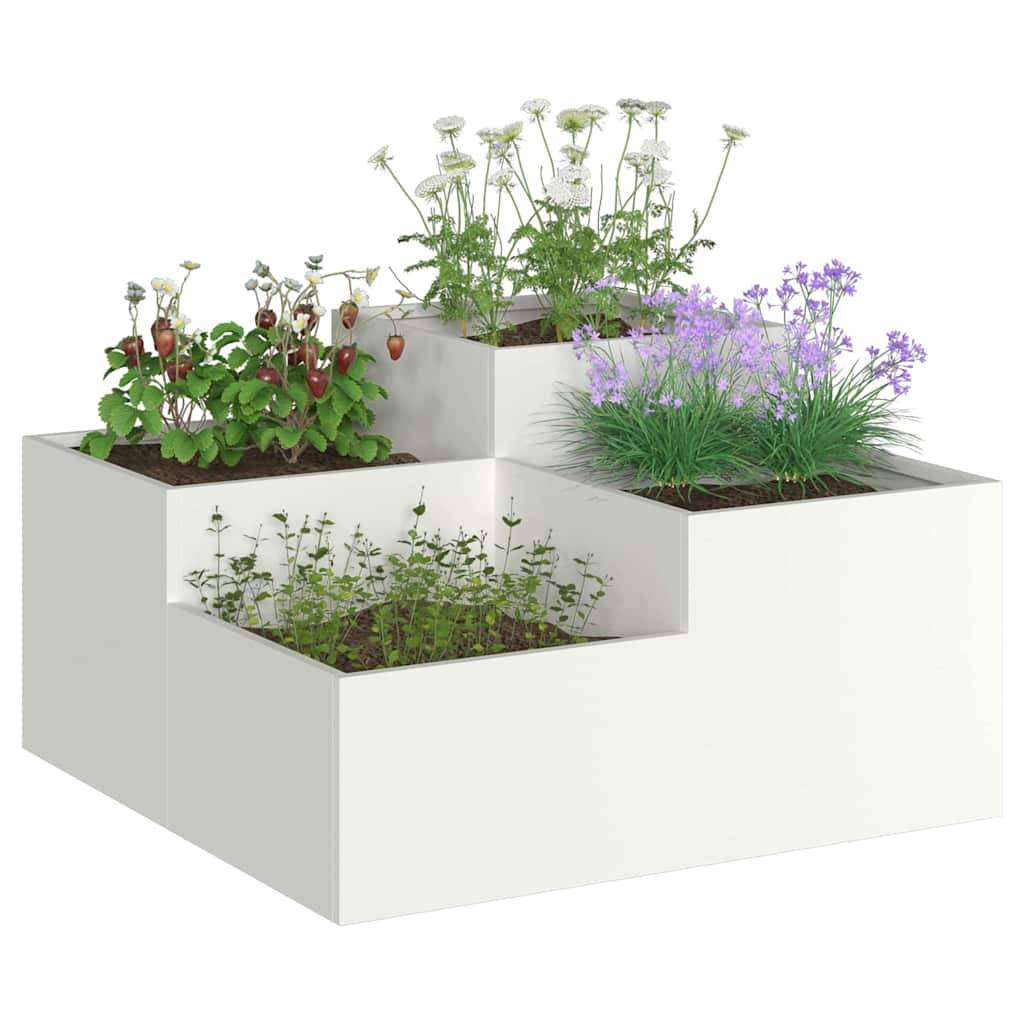 Cache-pot | Bac à fleurs de jardin Blanc 100 x 100 x 48 cm Acier - Image 3