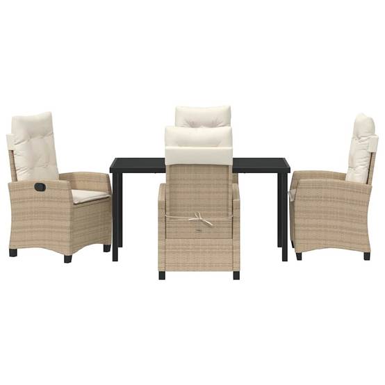 Ensemble table et chaises de jardin 5 pcs en polyrotin pour 4 convives Beige – ComfortXL Outdoor Living - Image 7