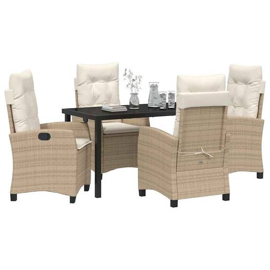 Ensemble table et chaises de jardin 5 pcs en polyrotin pour 4 convives Beige – ComfortXL Outdoor Living - Image 3