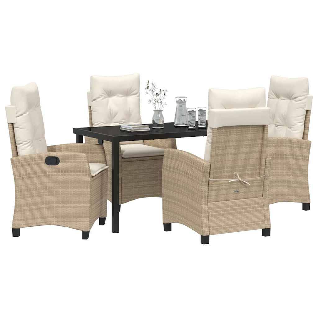 Ensemble table et chaises de jardin 5 pcs en polyrotin pour 4 convives Beige – ComfortXL Outdoor Living - Image 3