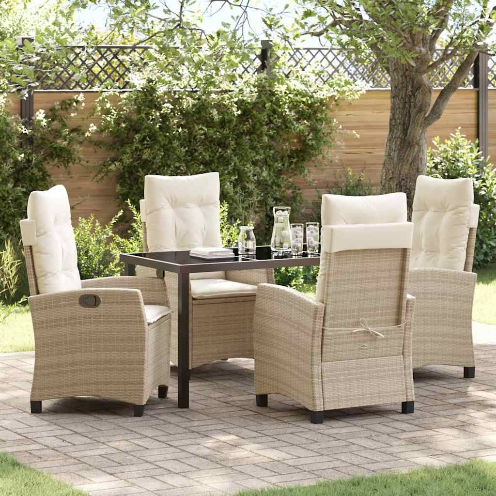 Ensemble table et chaises de jardin 5 pcs en polyrotin pour 4 convives Beige – ComfortXL Outdoor Living - Image 1