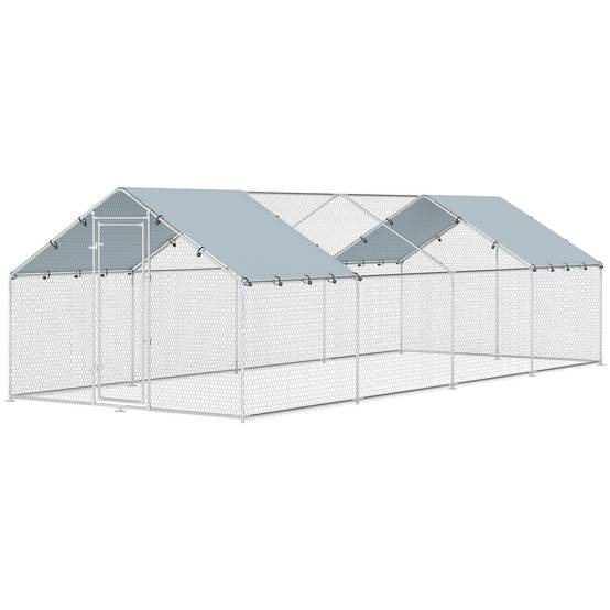 Immense enclos poulailler métal volière double bâche 680x300x190cm argent - ComfortXL Outdoor Living - Image 2