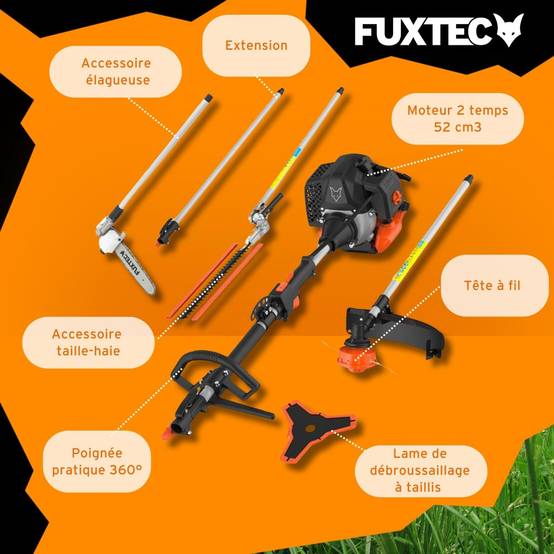 FUXTEC - Débroussailleuse thermique multifonction 5en1 - FUXTEC FX-MT252ER - 52cm3 3CV élagueuse inclinable - Image 6