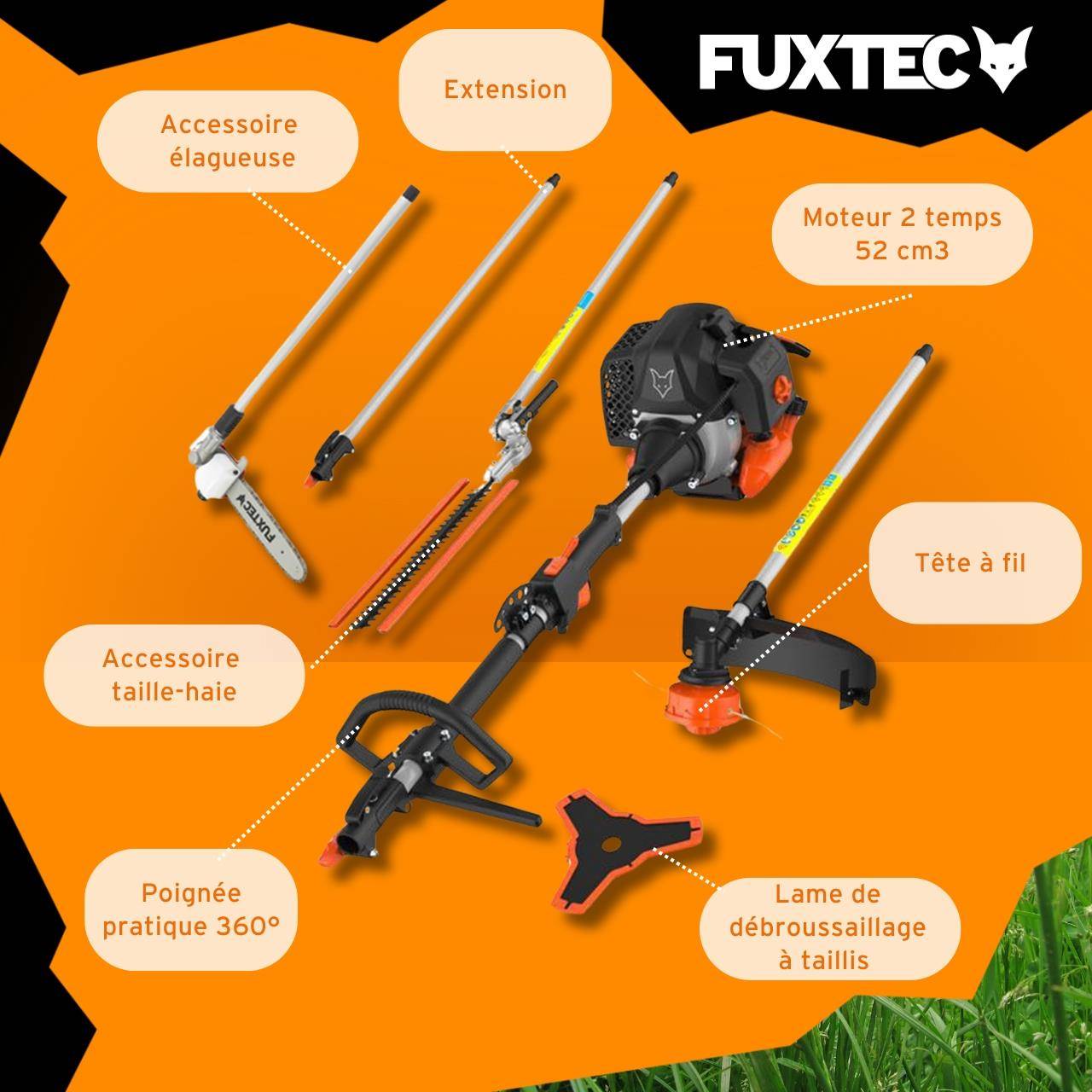 FUXTEC - Débroussailleuse thermique multifonction 5en1 - FUXTEC FX-MT252ER - 52cm3 3CV élagueuse inclinable - Image 6
