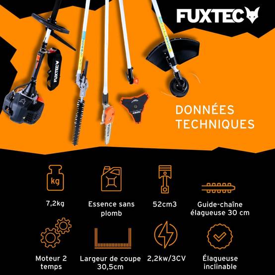 FUXTEC - Débroussailleuse thermique multifonction 5en1 - FUXTEC FX-MT252ER - 52cm3 3CV élagueuse inclinable - Image 3